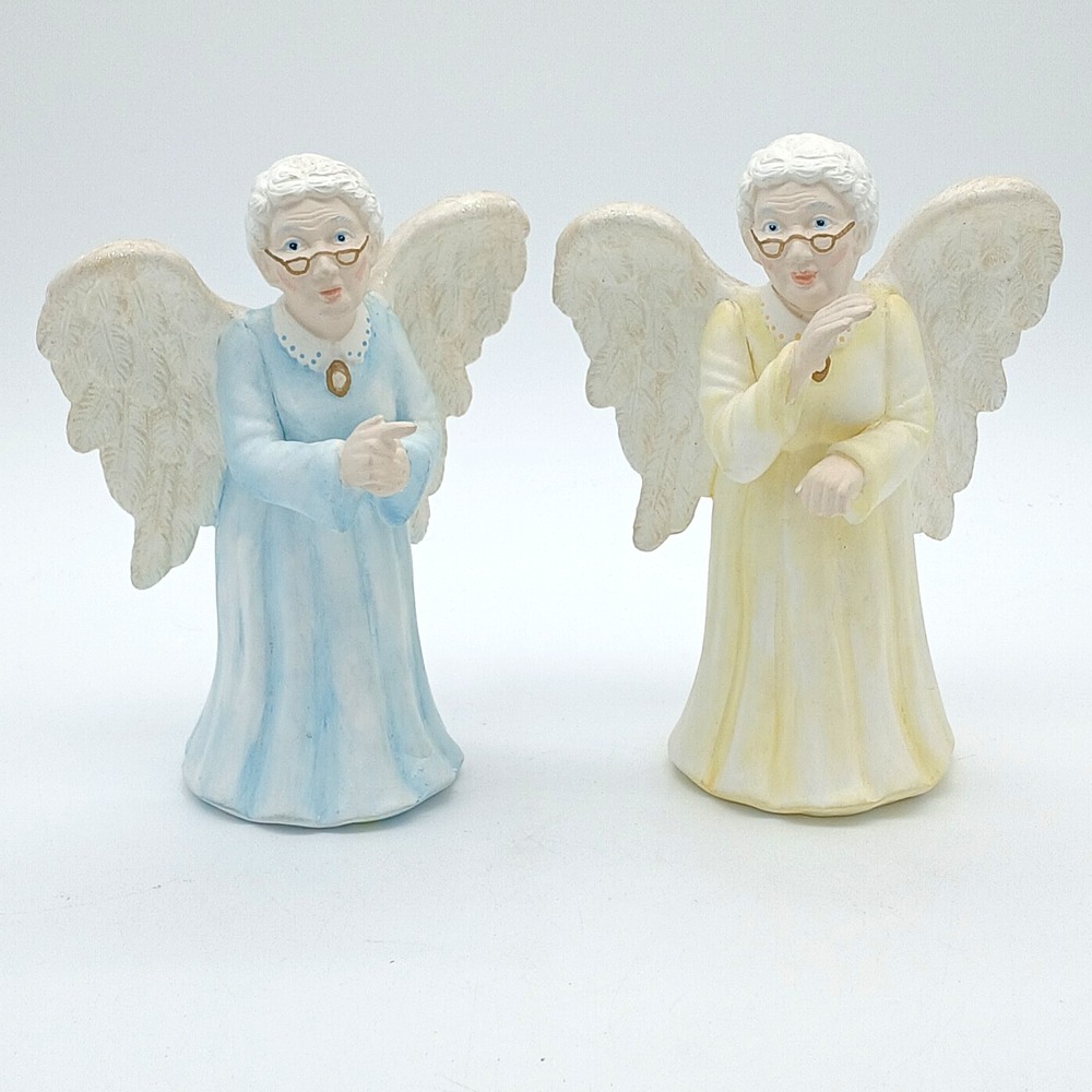 Heaven's Retired Angels Studio Collection 1996 Tom Rubel - 2 Angel Figurines 8"